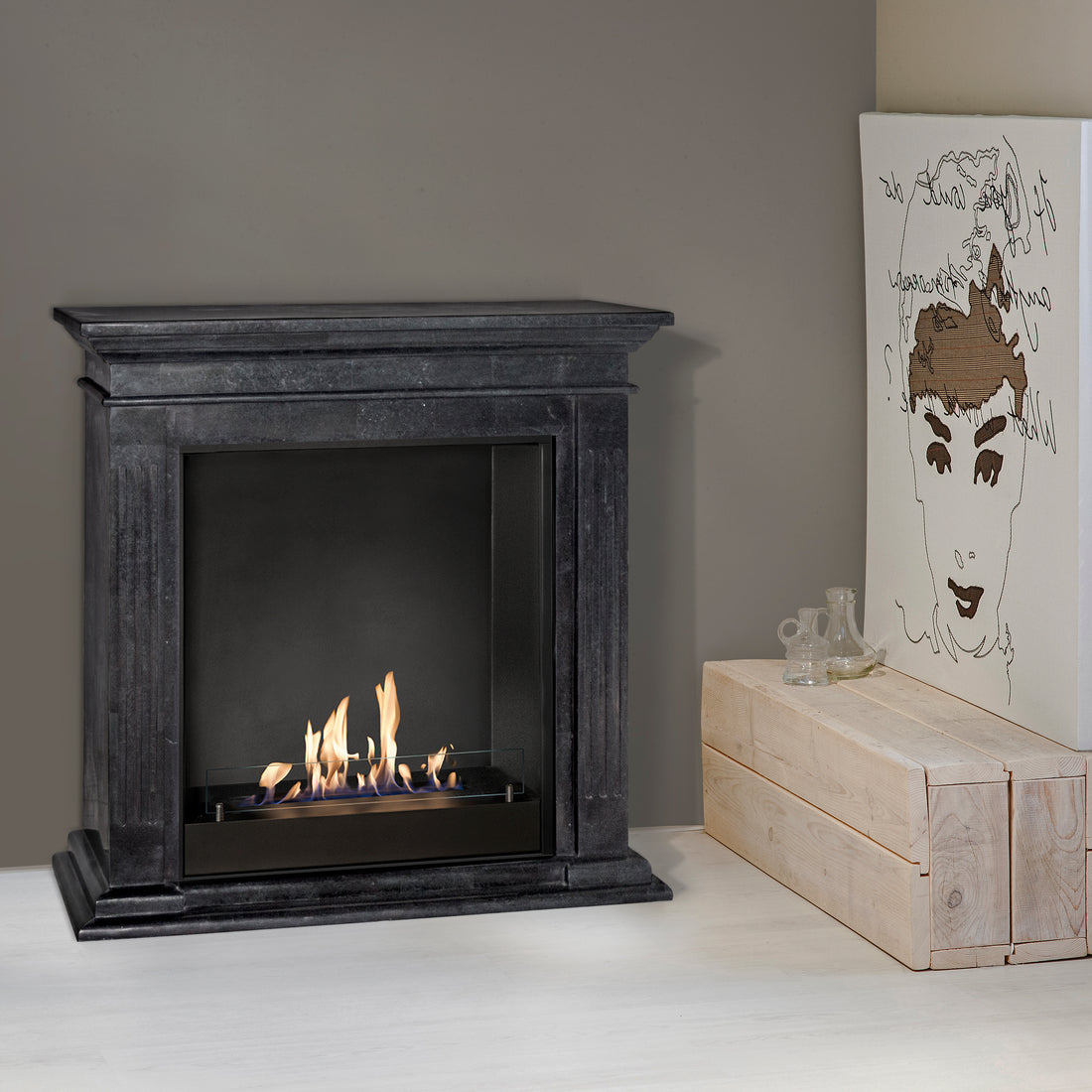 Cadiz fireplace with Bioethanol or Electric Insert