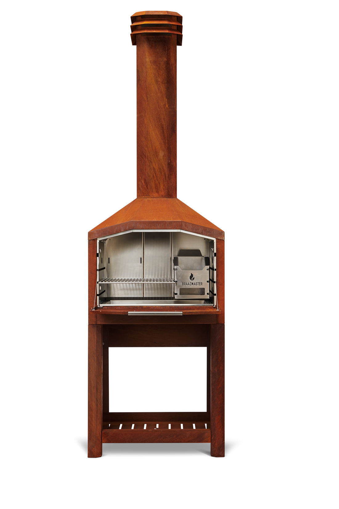 Barbecue à bois prêt à poser - Braaimaster FS Single Acier Corten sur socle