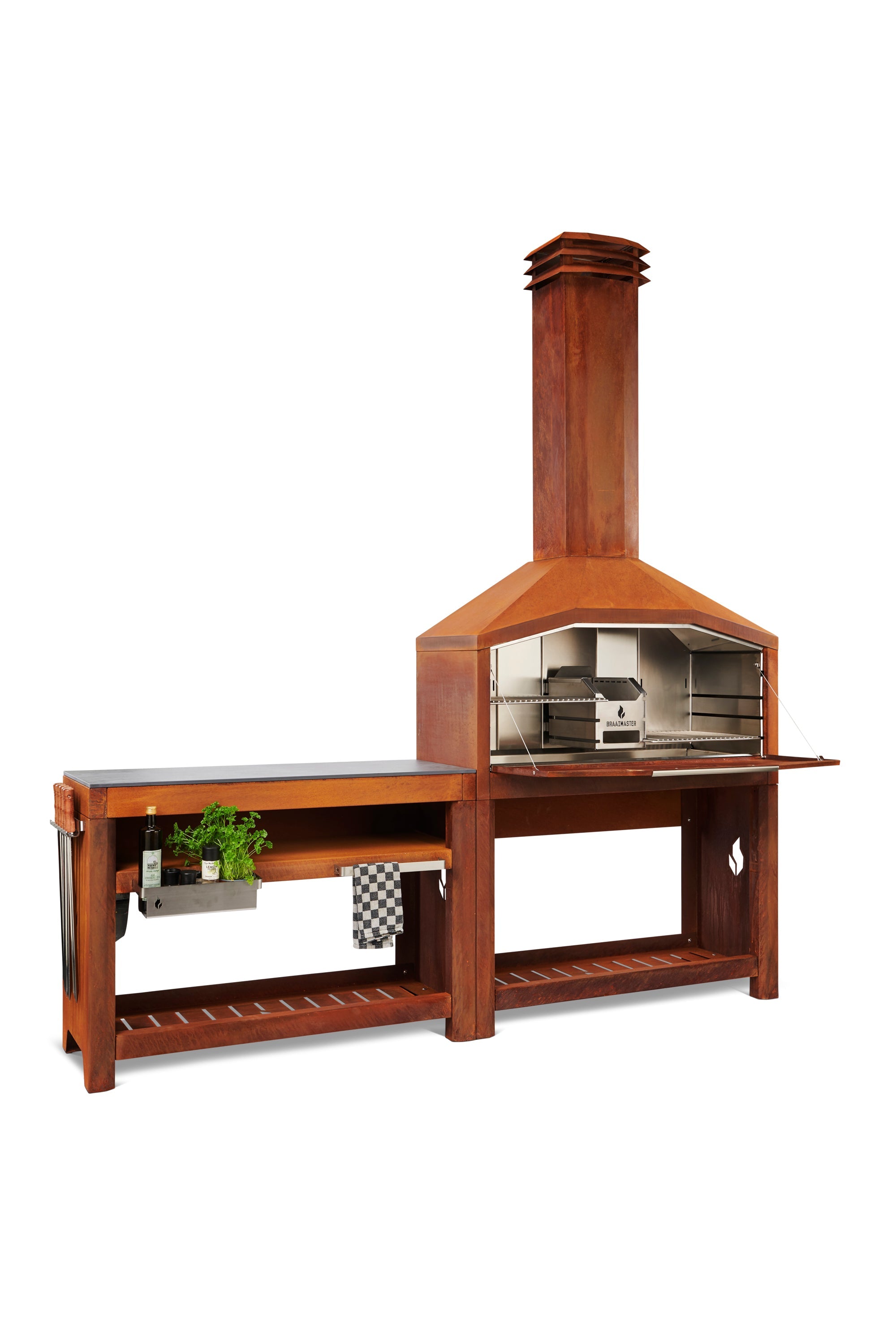 Cuisine exterieure - barbecue à bois Braaimaster Duo - FS1200C Acier Corten