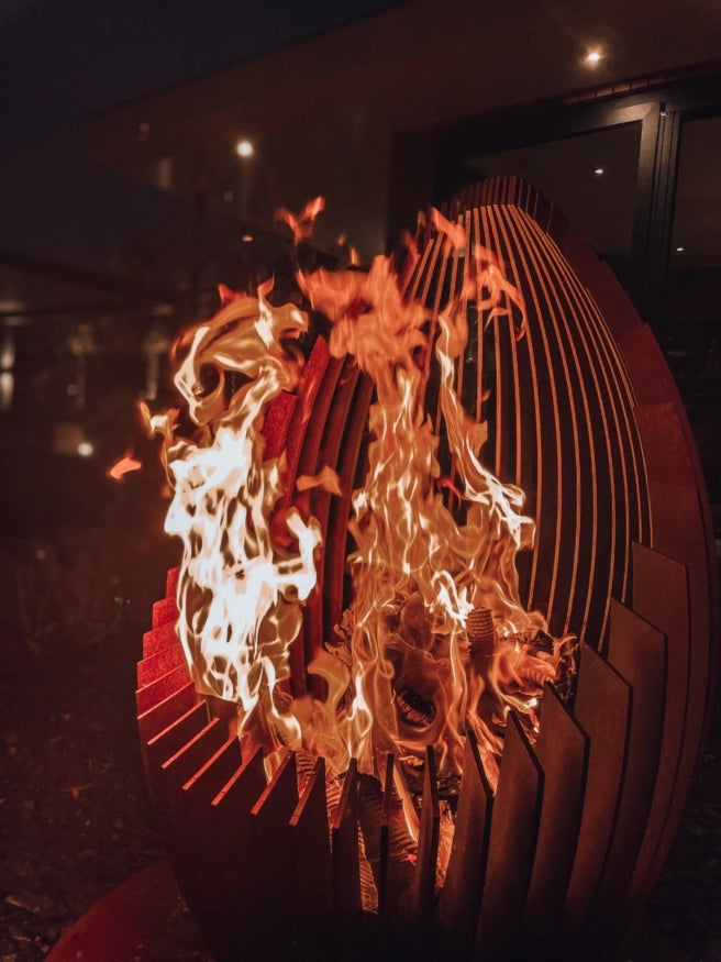 Cheminée d’extérieure design en acier Corten - Olaf
