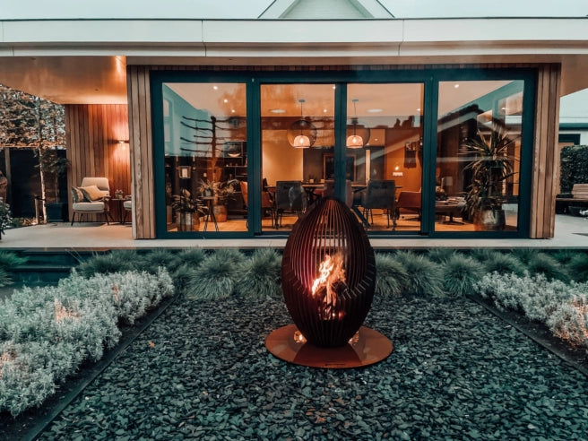 Cheminée d’extérieure design en acier Corten - Olaf