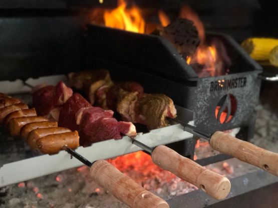 Braaimaster Stainless Steel Skewer Holder for Churrasco BBQ