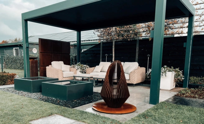 Cheminée d’extérieure design en acier Corten - Magnus