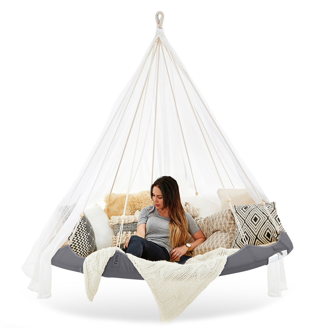 TiiPii Classic hanging hammock bed Ø180cm Charcoal