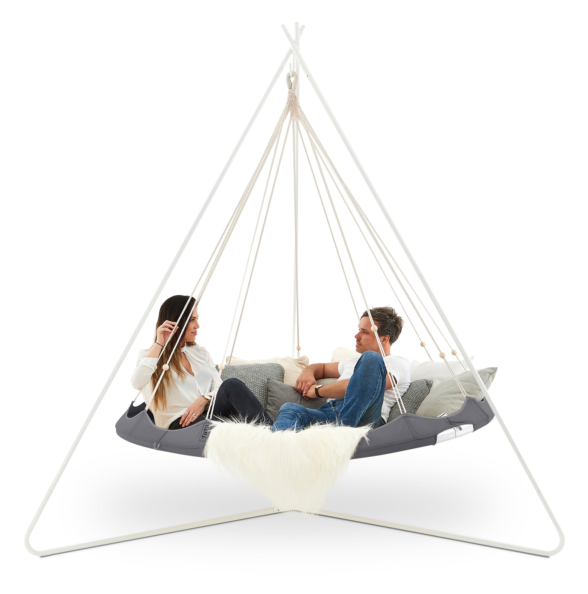 Set lit hamac suspendu TiiPii Ø180cm avec support blanc