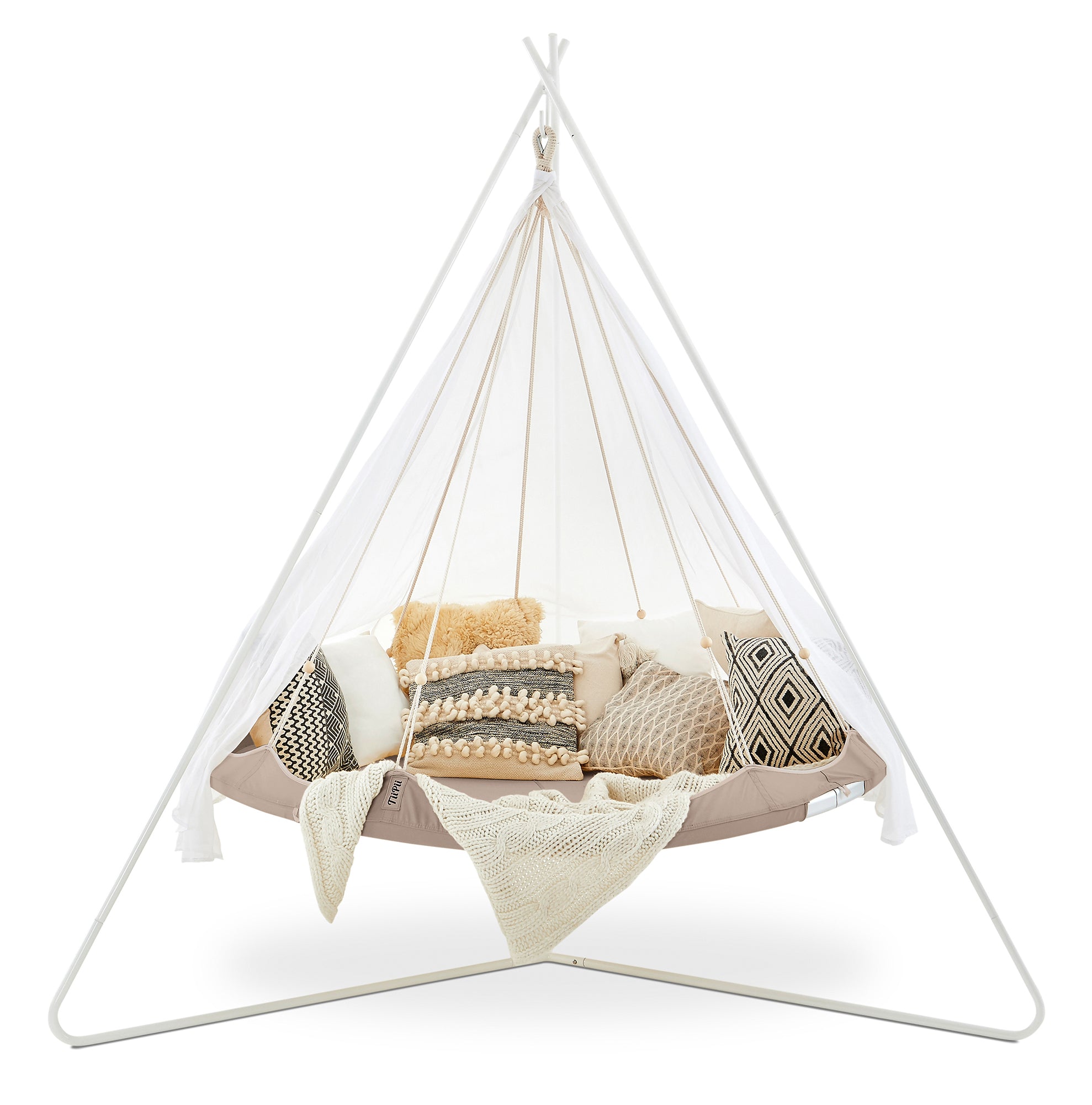 Set lit hamac suspendu TiiPii Ø180cm avec support blanc