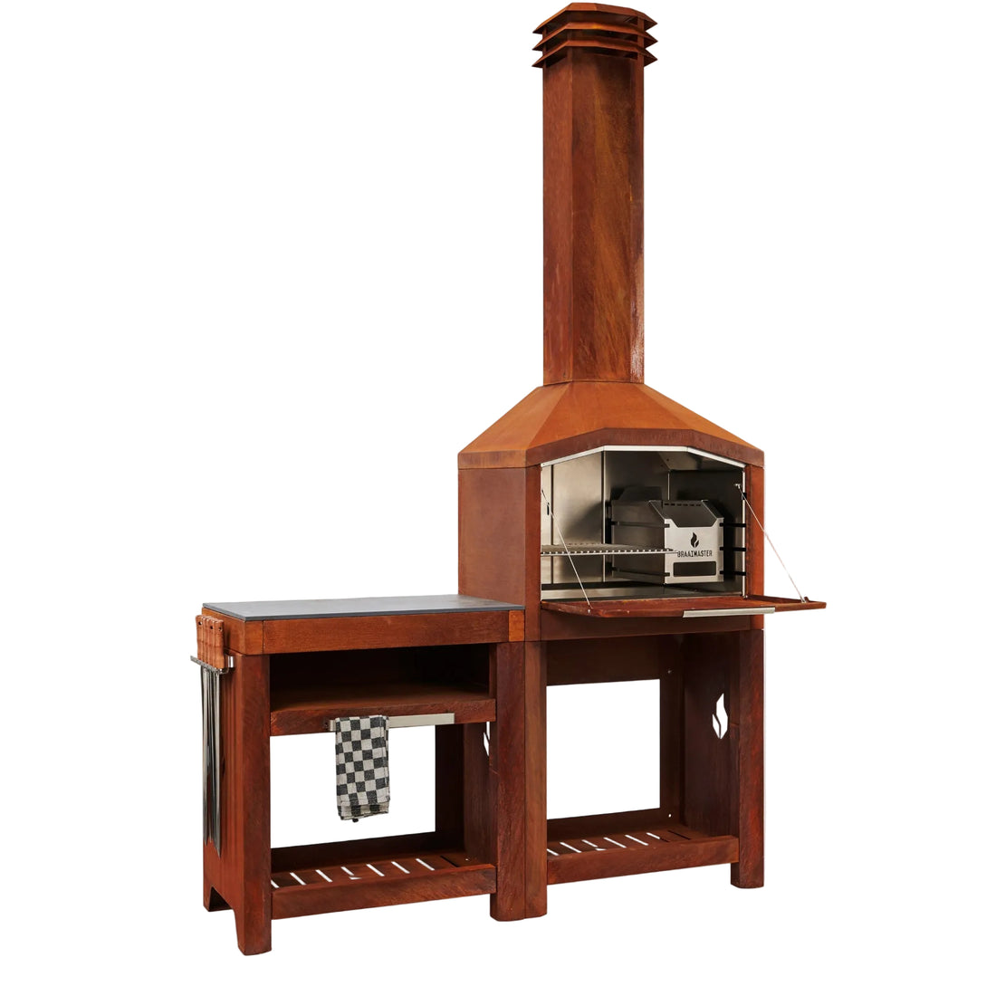 Outdoor kitchen - wood fired Braaimaster FS Single - Corten Steel