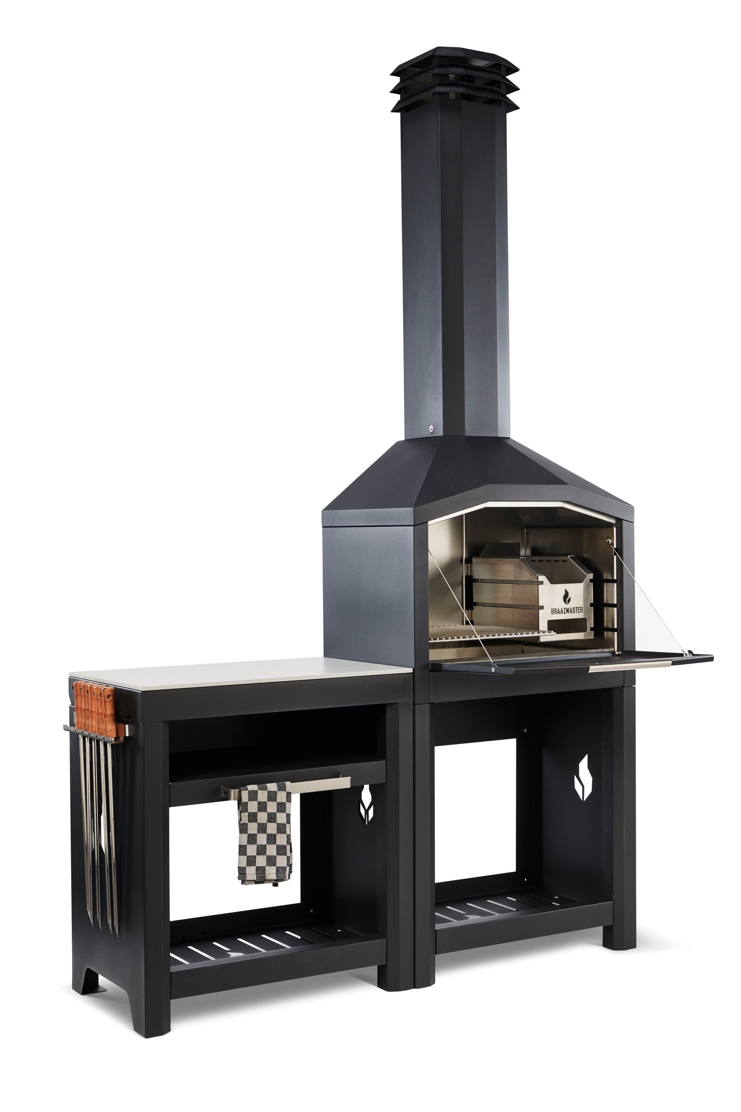 Cuisine exterieure - barbecue à bois Braaimaster Single - FS800 Inox 304 Black