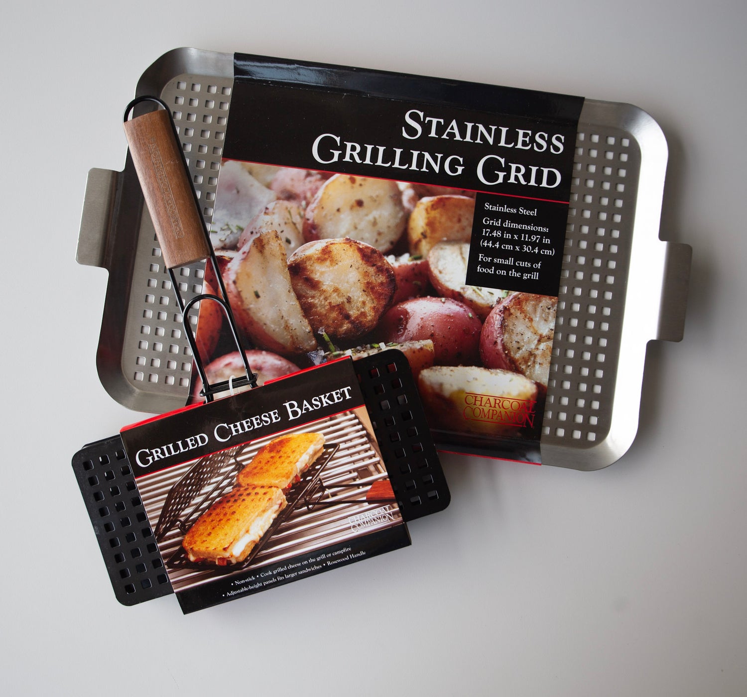 Ensemble de Barbecue 2 Pcs : Plateau de Gril en Inox et Panier-grill à Sandwich