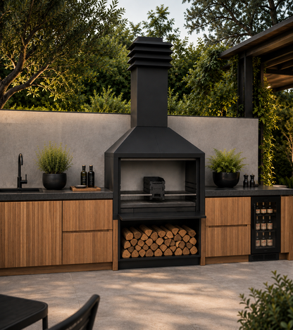 Barbecue à bois à poser - Smoak Braai FS1200 en acier thermolaqué noir - sans socle