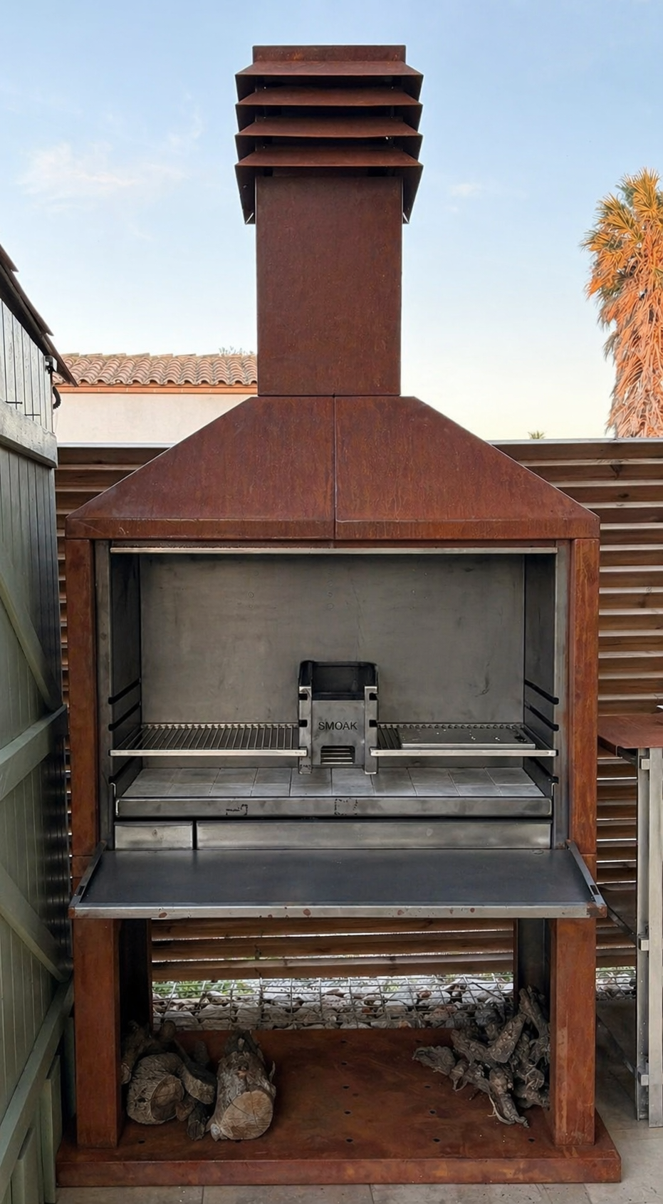 Barbecue à bois prêt à poser - Smoak Braai FS1200C en acier Corten