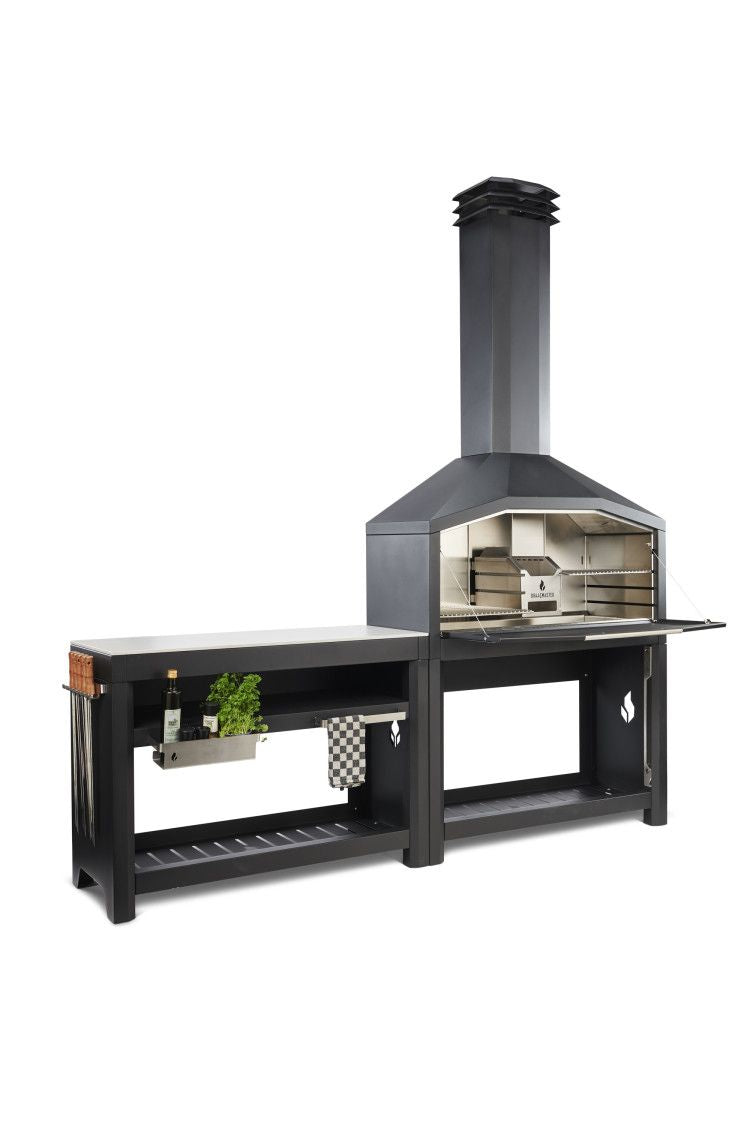 Cuisine exterieure - barbecue à bois Braaimaster FS Duo - Inox Black